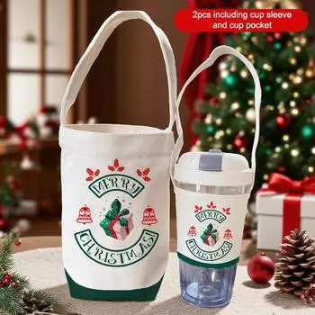 New Christmas Milk Tea Cup Cover Office Portable Mobile Coffee Cup Student Thermos Cup Protective Cover Universal C