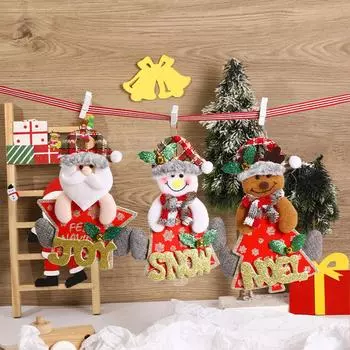 New Christmas Tree Pendant Accessories Doll Fabric Letter Small Pendant Christmas Decoration Supplies One Size