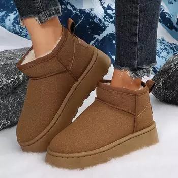 New Classic Thick Fleece Women s Snow Boots Comfortable and Warm Ankle Boots Women s Winter Women s Shoes Thick Sole Botas Mujer 36 коричневый