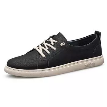New Comfortable Men Lace-Up Skate Flats Non Slip Youth Shoe Fashion Walking Casual Shoes Genuine Leather Mens Fall Sneakers 37 чёрный