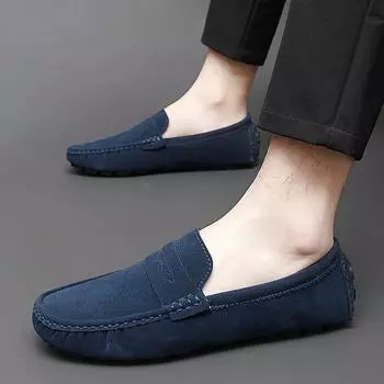 New Comfy Man Drive Flats Classic Original Style Men Casual Shoes Moccasins Suede Leather Mens Loafers New Fashion Walking Shoes 36 чёрный