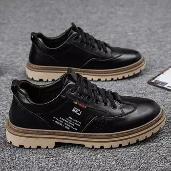 Новые повседневные туфли из коровьей кожи, мужские рабочие кроссовки Martins для мужчин, кожаные деловые, формальные, свадебные туфли для офиса 38 чёрный