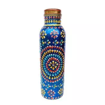 New Creation Copper water Bottle for Ayurveda Heath Benefit Hand Hammered Tumbler (blue)