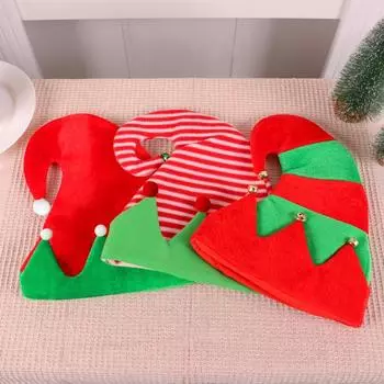 New Creative Ball Stripe Xmas Cap Soft Christmas Xmas Red Santa Elf Hat Party Supplies Winter Outdoor Christmas Hat 35-30cm