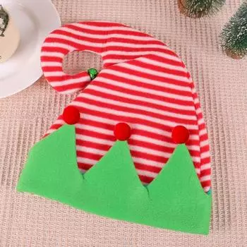 New Creative Ball Stripe Xmas Cap Soft Party Supplies Red Santa Elf Hat New Year Christmas Xmas Outdoor Christmas Hat 35-30cm
