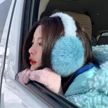 New Design Sky Blue Soft Earmuff Popular Man Woman Winter Outdoor Ski Accessories Ear Muff Rabbit Fur Eardrum Christmas Gift