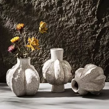 New Design Unique Ceramic Nordic Vase Home Ornament Living Room Tabletop Centerpiece Fresh Flower Pampas Grass Boho Art