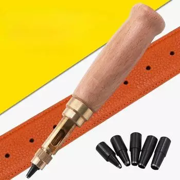 New DIY Leather Punch Rotary Perforator 6-piece Belt Punch Automatic Belt Punch Replaceable Multi-head Belt Perforator