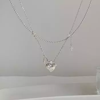 New Double Layer Love Necklace Simple Charm Geometric Pendant Choker Birthday Gift Women s Fine Jewelry cross