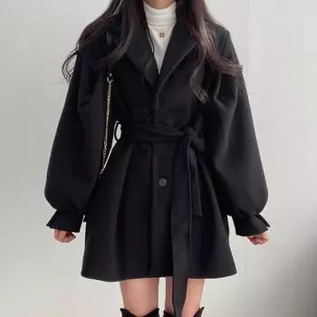 New [Dragon and Phoenix] Thickened woolen coat women s coat medium and long winter trench coat small man S