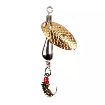 New Durable Metal 2.7g 5.5cm Fishing Lure Crank Bait Single Hook Rotating Spinner Spoon Color B
