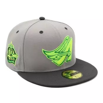New Era 59FIFTY Cap MLB Los Angeles Angels LAA Gray Side Patch ONSPOTZ Exclusive and Gokyu Fifty 5950 Side Patch Straight Flat Visor Stylish