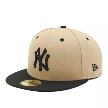 New Era 59FIFTY Cap MLB New York Yankees NY Camel Beige ONSPOTZ Exclusive and Gokyu Fifty 5950 Straight Flat Visor Stylish Streetwear Perfect for