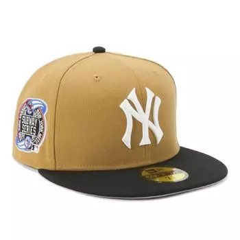 New Era 59FIFTY Cap MLB New York NY Side Under ONSPOTZ and Side Flat Adjustable Everyday Wear (70823790, NER35C7990) Yankees, Wheat/Black/Beige,