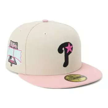 New Era 59FIFTY MLB ONSPOTZ Exclusive PHI Sizes 7 59Fifty Stone Pink Rouge Side Philadelphia Phillies Stone/Pink Cap, 5/8, Patch,