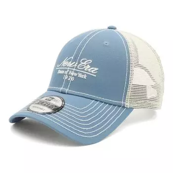 New Era 9FORTY Mesh Cap with Script Logo in Faded Free Size 940TR CL SCRIPT BLU CHR Blue,