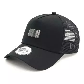New Era 9FORTY Trucker Mesh Cap in Black with Metal Exclusive to and 940 Popular Size Stickers Adjustable Everyday Sports Baseball Cap A-Frame