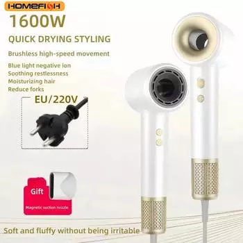 New F80 Professional High Speed Leafless Hair Dryer Hair Salon For Home Straight Hair Negative Ion Bass Noise Reduction EU