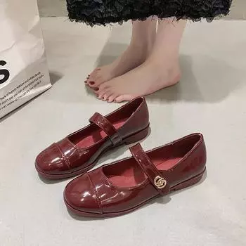 New fairy style flat-soled single shoes, female spring and summer flat-soled mixed and matched skirts, evening shoes, one pedal, Doudou shoes 35 чёрный