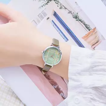 Новые модные студенческие часы, маленькие, свежие, простые, клетчатые, с маленьким циферблатом, женские часы, водонепроницаемые, на поясе, женские