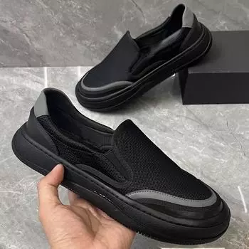 New foreign trade men s casual shoes trend Korean version of soft-soled yarn-woven beanie shoes sports shallow mouth foot cover 38 чёрный