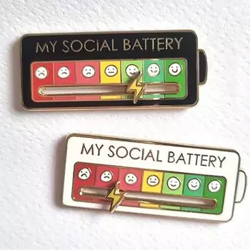 New Funny Social Mood Brooch Pin Interactive Enamel Pin 7 days a week (Black+White)