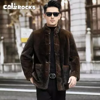 New fur one-piece men s fur sheep shear coat Tang suit style stand-up collar double-sided lamb wool winter thick M