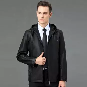 New Genuine Leather Jacket Men s Spring and Autumn Velvet Sheepskin Leather Jacket Middle-aged Dad Jacket 170