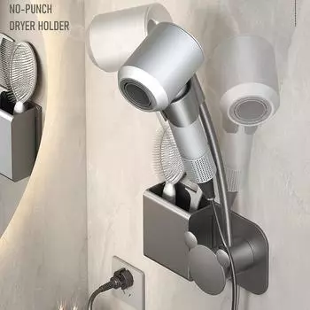 new Hair Dryer Holder Wall Dryer Cradle Straightener Stand Organizer Storage Box Toilet Blower Holder Bathroom Shelves Shelf белый