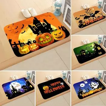 New Halloween Entry Door Mats Non-slip Floor Mat Halloween Day Pumpkin Ghost Bat Ornaments Happy Halloween Party Decor For Home 400mm 600mm