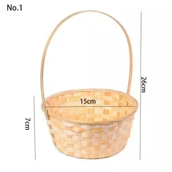 New Handmade Storage Basket Kitchen Accessories Durable Rattan Fruit Basket Multifunction Long Handle Bamboo Flower Basket