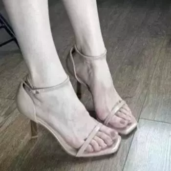 New High Heels Summer Comfortable Women Sandals 2025Designer Casual Party Shoes Square Toe Beach Women Slippers Zapatos De Mujer 34