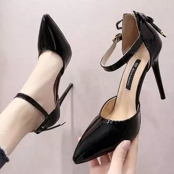 New High Heels Women Pumps Shoes for Women Pointed Toe Fashion Sexy Black Wedding Shoes Nude Bridal Shoes Ladies Heels Sandals 34 чёрный
