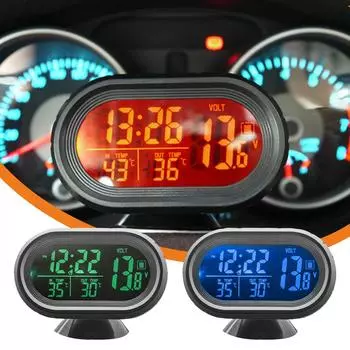 NEW High Quality Interior Accessories 3 In 1 Car Voltmeter Backlight 12V/24V Thermometer Car Digital Lumino Electronic Cloc Q0A1