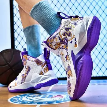 New high-top basketball shoes men s leather surface children s primary and secondary school students sports shoes cement running shoes 35