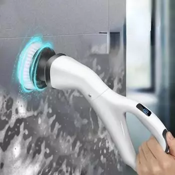 New Home Electric Cleaning Brush Rechargeable Scrubber with Detachable Heads Brush Bathroom Kitchen Toilet Clean Tools белый