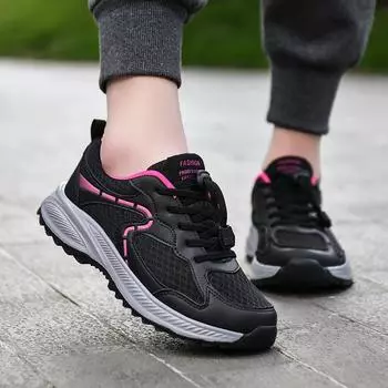 New Hot Style Women Running Shoes Lace Up Sport Shoes Outdoor Jogging Walking Athletic Shoes Sneakers For Women Elderly shoes 35