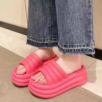 New Increase Slippers Women Wear Summer Deodorant EVA Thick Bottom Wear-resistant Indoor Flip-flops 36-37 чёрный