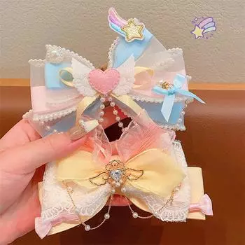 Новые заколки-бантики Kawaii, милые кружевные заколки-бантики для девочек, атласные заколки-бабочки, заколки-уточки, детские аксессуары для волос One Size