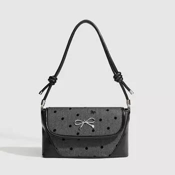 New Korean Style Womens Advanced Axillary Bag Retro Fashion Bow Hard Shell Compact Exquisite Leisure Versatile Shoulder Bag