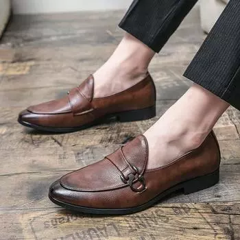 New Korean version trend Doudou shoes large size men s one-pedal leather shoes men s business casual leather shoes 38