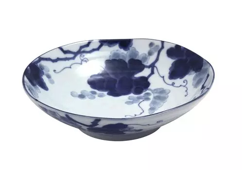 New Kyoto Series Aizome Grape Rokuhei 55 Shallow Bowl 1 piece Obanzaiya-san