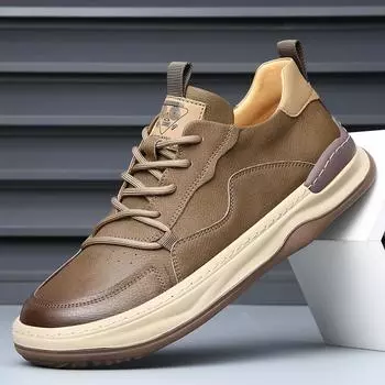 New leather men s shoes spring breathable crooked clown shoes trend versatile casual white shoes men s board shoes 37