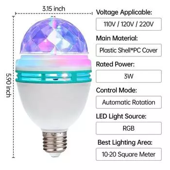 New LED Stage Lights Rotating Magic Ball Lights Mini RGB Projection Lamp Party DJ Disco Ball Light Indoor Club Effect Lamps E27