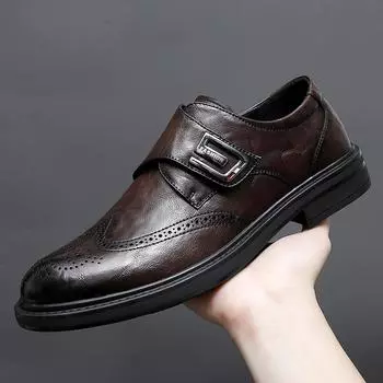 New Luxury Men s Shoes High Quality Leather Work Shoes Designer Casual Formal Shoes for Men Dress Shoes Business Wedding Shoes 38 чёрный