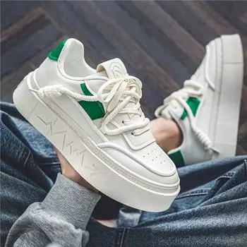 New Man 2025 Autumn Mens Casual Shoes Comfortable Flat Footwear Fashion Outdoor Anti Slip Soft Sole White Leather Cheap Sneakers 39
