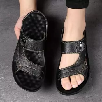 New Men Casual Beach Shoes for The Summer of 2024 Sandals Men Outdoor Breathable Anti Slip Man Casual Beach Shoes Latex Insoles 38 чёрный