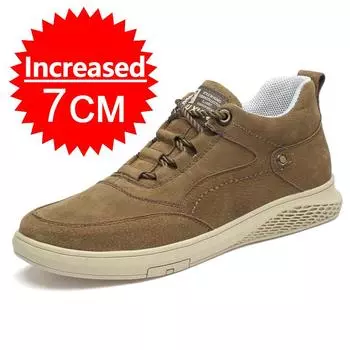 New Men Elevator Shoes Height Increase Insole 7CM Leather Casual Men Shoes Sneakers Man Breathable Leather Shoes Men Ankle Boots 37
