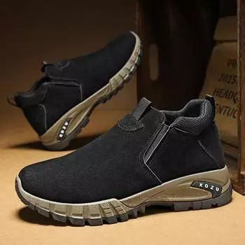 New Men s Boots High Quality Suede Men Casual Shoes Wear-Resistant Non-slip Safety Work Boots Outdoor Thick Bottom Men Sneakers 39 чёрный