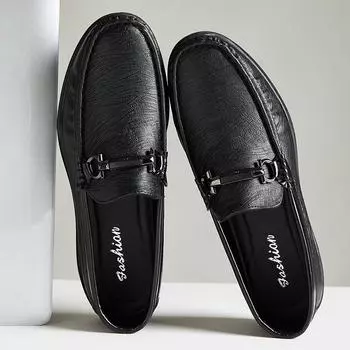 New men s casual leather shoes summer lazy foot Doudou shoes fashion business loafers Douyin explosion 39